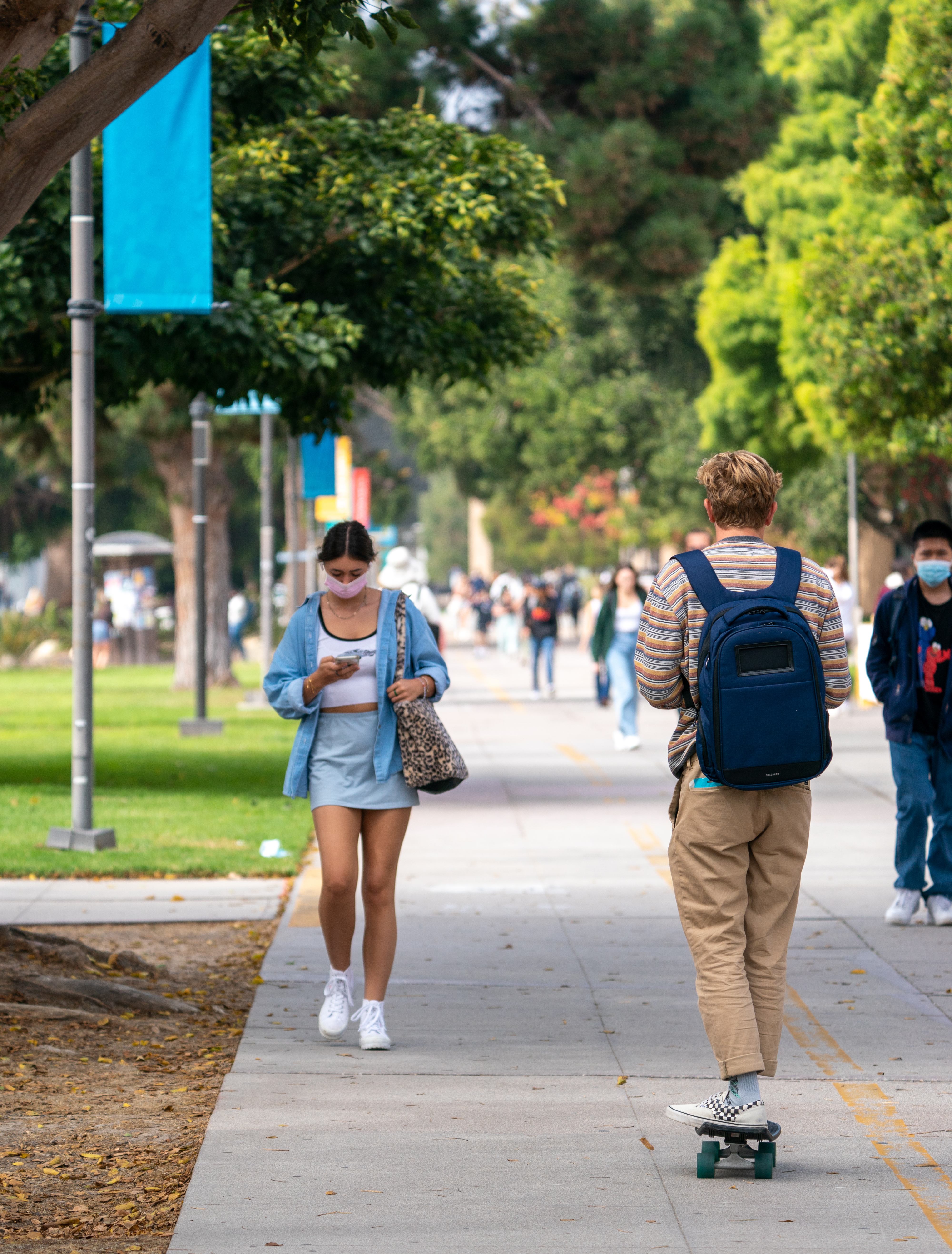 students walking on campus