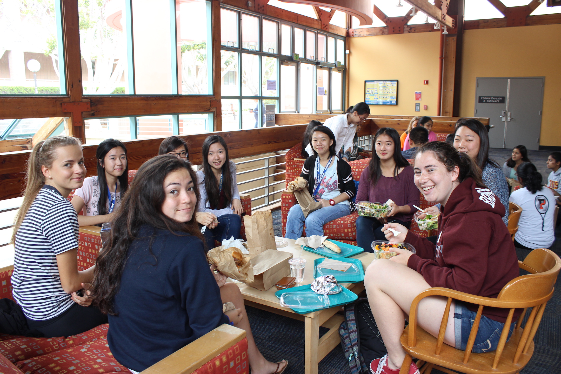 Pre-college students eating lunch