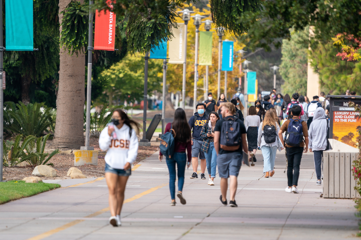 students walking on campus