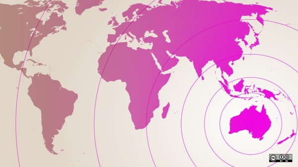 world map in pink