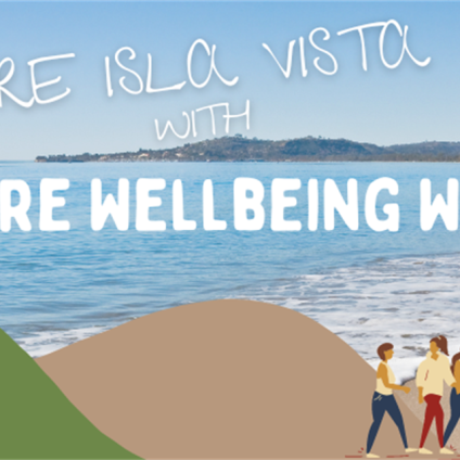 nature wellbeing walking flyer with people walking on the beach